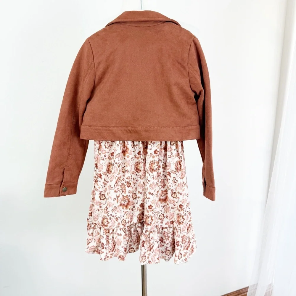 Nicole Miller Tan 2 pieces Jacket and Floral Dress